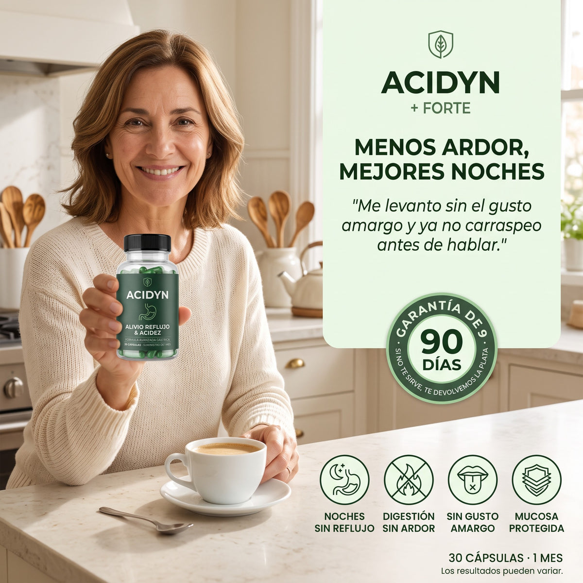 Acidyn Forte+ · menos ardor, mejores noches · garantía de 90 días